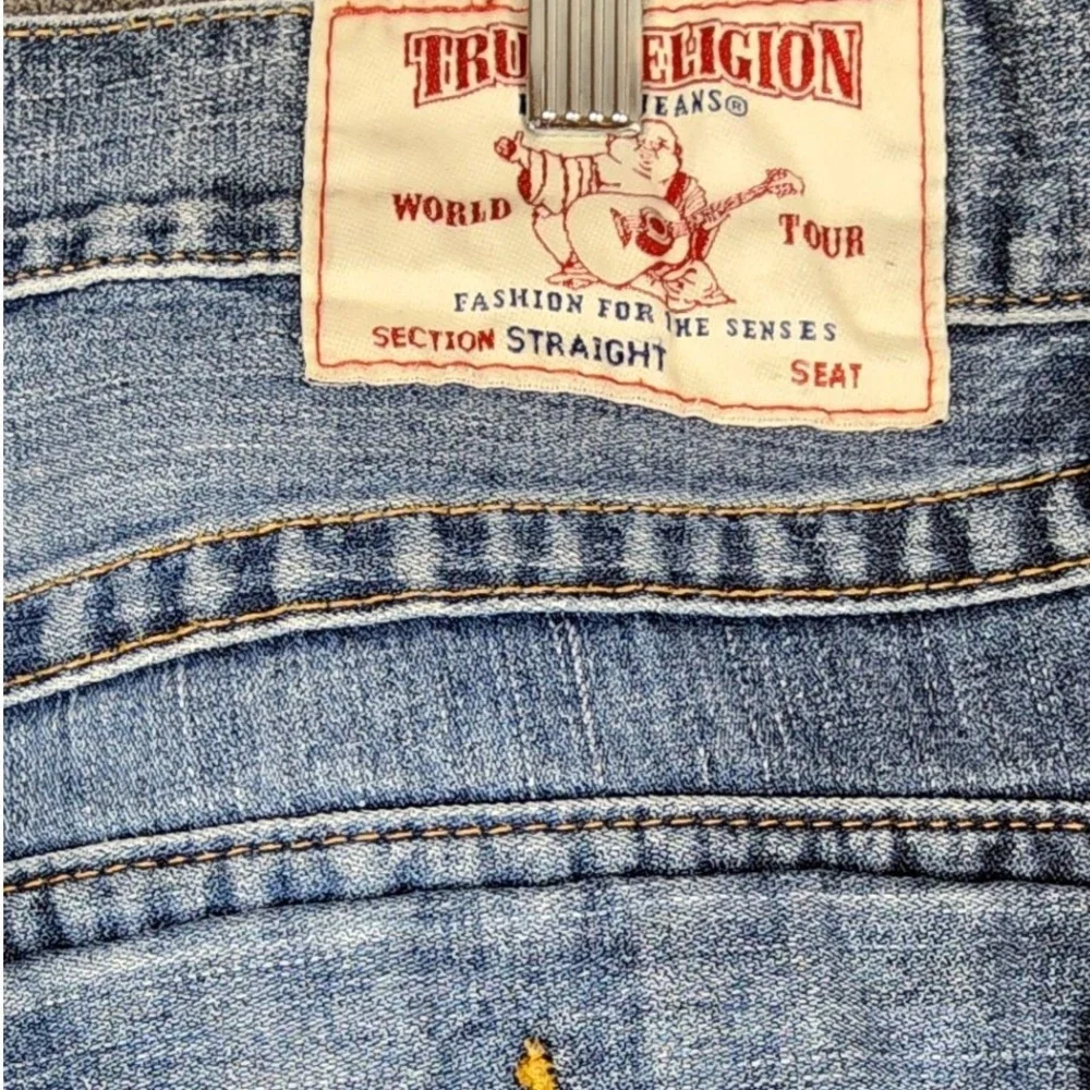 True Religion Section Straight Jeans Mens 36 Medium Wash Blue Denim‎ 100% Cotton